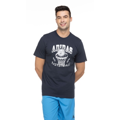 Camiseta adidas Manga Curta Basquete Aworld Hoops - Masculina Menor preço em Camiseta adidas Manga Curta Basquete Aworld Hoops - Masculina