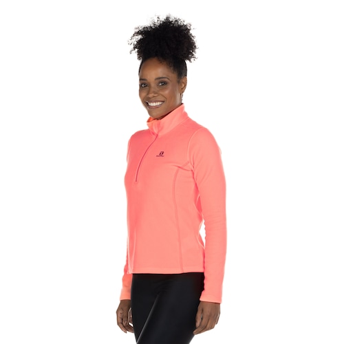 Blusa de Fleece Feminina Salomon Polar 1/2 Zíper com Proteção Solar UV - Video 1