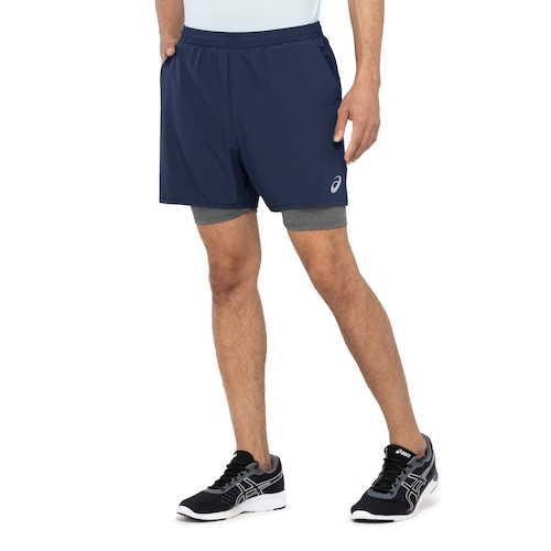 Bermuda Masculina ASICS 5' 2 em 1 Quadriculado - Video 1