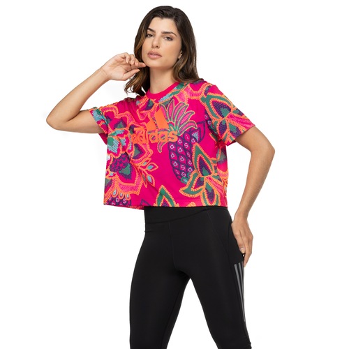 Camiseta adidas Manga Curta Farm - Feminina - Video 1