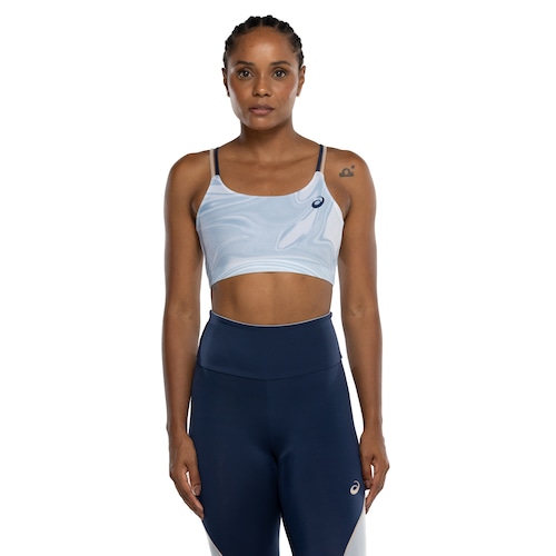 Top Fitness sem Bojo ASICS Baixa Sustentação Blue Sumi - Adulto - Video 1