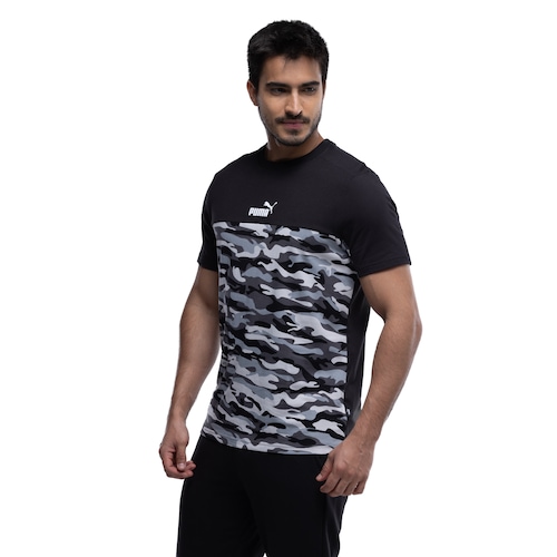 Camiseta Masculina Puma Manga Curta Ess Block Camo - Video 1