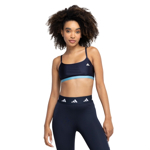 Top Fitness sem Bojo adidas Baixa Sustentação Latin Fit Colorblock - Adulto - Video 1