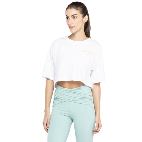 Blusa Cropped Manga Curta Feminina Oxer Estampada - Video 1