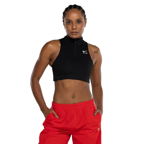 Top Fitness com Bojo Nike Média Sustentação Air Dri-Fit Swoosh Mockzip BRA - Adulto - Video 1