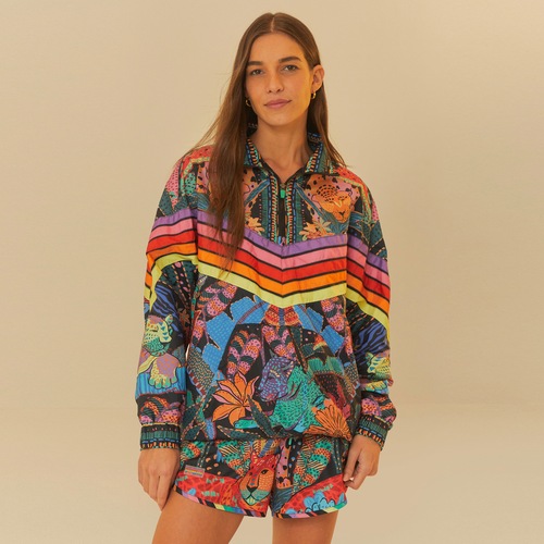 Blusão Feminino Farm Nylon Onça Cool Menor preço em Blusão Feminino Farm Nylon Onça Cool