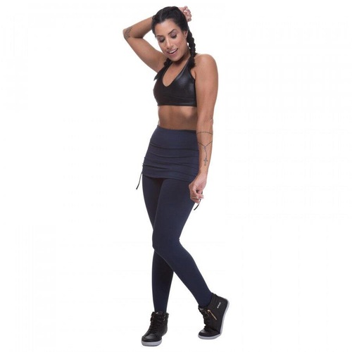 calça legging com saia sobreposta