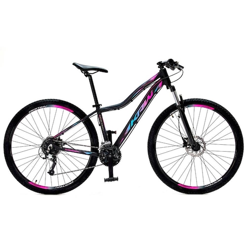 Bicicleta Krw S5 Aro Susp. Dianteira 24 Marchas - Preto/rosa/azul