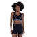 Top Fitness com Bojo Removível Oxer Alça Cruzada Textura Média Sustentação Adulto PRETO/AZUL