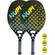 Kit 2 Raquetes Beach Tennis HUPI Deft Pro Kevlar + 3 Bolas PRETO