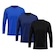 Kit de Camiseta Manga Longa Rony Versátil Térmica Segunda Pele Proteção Solar Uv 50+ - 3 Unidades - Masculina PRETO/AZUL