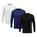 Kit de Camiseta Manga Longa Rony Versátil Térmica Segunda Pele Proteção Solar Uv 50+ - 3 Unidades - Masculina PRETO/BRANCO