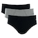 Kit Cuecas Slip Mash Elástico Algodão - 3 unidades - Adulto Preto/Preto