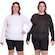 Kit de Camisas Térmica Dellas Fit Dry Fit Plus Size Manga Longa com Proteção Solar Uv - 2 Unidades - Feminina PRETO/BRANCO