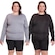 Kit de Camisas Térmica Dellas Fit Dry Fit Plus Size Manga Longa com Proteção Solar Uv - 2 Unidades - Feminina PRETO/CINZA