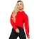 Blusão de Moletom Cropped com Capuz MVB Modas Flanelado - Feminino VERMELHO