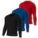 Kit de Camisas Térmica Segunda Pele Performance Moda Manga Longa com Proteção Solar 50+ - 3 Unidades - Masculina PRETO/VERMELHO