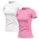 Kit de Camisas Térmica Adriben Dry Fit com Proteção Solar Academia - 2 Unidades - Feminina BRANCO/ROSA