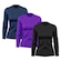 Kit de Camisas Térmica Adriben Dry Fit Manga Longa com Proteção Solar - 3 Unidades - Feminino ROXO/AZUL