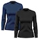Kit de Camisas Térmica Adriben Dry Fit Manga Longa com Proteção Solar - 2 Unidades - Feminino AZUL/PRETO