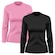 Kit de Camisas Térmica Adriben Dry Fit Manga Longa com Proteção Solar - 2 Unidades - Feminino PRETO/ROSA