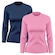 Kit de Camisas Térmica Adriben Dry Fit Manga Longa com Proteção Solar - 2 Unidades - Feminino ROSA/AZUL