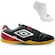 Chuteira Futsal Umbro Attak - Adulto + Meias PRETO/BRANCO