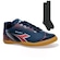 Chuteira Futsal Diadora Squadra + Par De Meião - Adulto AZUL ESC/PRETO