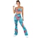 Conjunto Mvb Modas Calça Flare e Top Tomara Que Caia Estampado - Feminino Azul/Verde