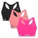 Kit Tops Puma Nadador sem Costura - 3 Unidades - Feminino ROSA/PRETO