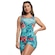 Macaquinho Fitness MVB Modas Curto Liso Suplex - Feminino Azul/Verde