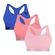 Kit Tops Fitness sem Bojo Puma Nadador sem Costura - 3 Unidades - Feminino ROSA/AZUL