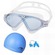 Kit Máscara de Natação Gold Sports Silicone Confort Hd - Touca Pu e Protetor Nasal e Ouvido - Adulto AZUL