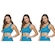 Kit Tops Fitness Selene Canelado sem Costura - Feminino - 3 unidades AZUL