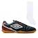 Chuteira Futsal Umbro Attak Eternal + Par de Meiões Color Sports - Adulto PRETO/VERMELHO
