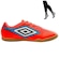 Chuteira Futsal Umbro Cannon + Meião - Adulto LARANJA/AZUL