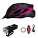 Kit Capacete Ciclismo Farol 180 Lumens Sinalizador Pisca Usb PRETO/ROSA