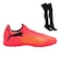 Kit Chuteira Society Puma Future 7 Play - Adulto + Par de Meião ROSA/PRETO