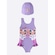 Conjunto Natação Malwee com Maiô + Touca - Infantil Lilas