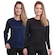 Camiseta Manga Longa Térmica Proteção Solar Uv Dry Fit Segunda Pele - 2 Unidades - Feminina AZUL/PRETO
