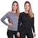 Camiseta Manga Longa Térmica Proteção Solar Uv Dry Fit Segunda Pele - 2 Unidades - Feminina CINZA/PRETO