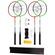 Kit de Badminton Fort 4 Raquetes 2 Petecas 1 Rede VERDE/VERMELHO