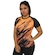 Camisa do Corinthians Baby Look Rajados Bomache Feminina PRETO/LARANJA
