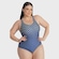 Maio de Natação Feminino Trinys Estampado 3584 Plus Size AZUL