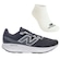 Tênis Masculino New Balance 520 V9 + Par de Meia PRETO/CINZA