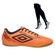 Chuteira de Futsal Adulto Umbro Brave + 1 par de Meião LARANJA/PRETO