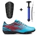 Chuteira Society Adulto Penalty Tornado + Bomba + Caneleira AZUL
