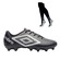 Chuteira de Campo Umbro X-Diamond + 1 Meião Adulto PRETO/BRANCO