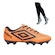 Chuteira de Campo Umbro X-Diamond + 1 Meião Adulto LARANJA/PRETO