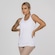 Camiseta Regata Fitness Alças Tiras Dupla Feminina BRANCO